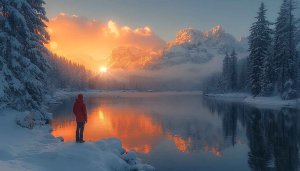 Snowy Mountains Winter Landscape 4K Desktop Mobile Background Wallpaper