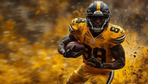 Energetic American Football Running Back 4K Wallpaper for Mobile