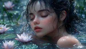 Dreamy Water Nymph Wallpaper with Lotus Flowers for Mobile