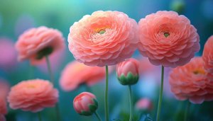 Peach Ranunculus Flower Bloom 4K Desktop Mobile Wallpaper Background