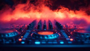 DJ Mixer 4K Wallpaper, Red Smoke Background for Desktop and Mobile