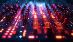 Neon DJ Mixer Mobile Wallpaper, Audio Console 4K Desktop Background