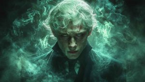 Dystopian Young Man Portrait With Smoke Aesthetic Wallpaper Background