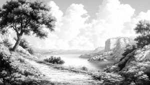 Black and White Landscape Scenery 4K Desktop Wallpaper Background