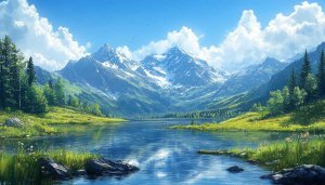 Serene Lake Snowy Mountains 4K Desktop Wallpaper Landscape Background