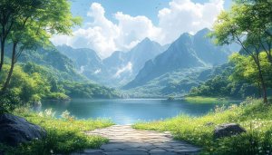 Beautiful Mountain Lake Scenery Wallpaper for Desktop, Mobile Backgrounds