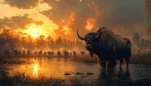 Buffalo Herd Sunset Mobile Wallpaper, 4K Desktop Backgrounds Free