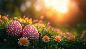 Painted Easter Eggs Mobile Wallpaper Spring Meadow 4K Background