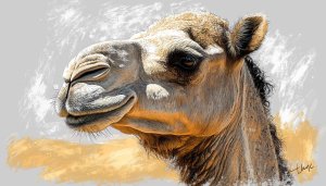Camel Portrait Illustration Wallpaper, Animal Art 4K Desktop Background