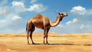 Camel in Desert Landscape Mobile Wallpaper, Artistic Painting Background