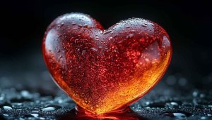 Red Glass Heart 4K Wallpaper for Desktop and Mobile Backgrounds