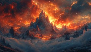 Fiery Mountain Range 4K Wallpaper for Desktop and Mobile
