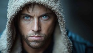 Intense Blue Eyes Bearded Man Portrait Mobile Background Wallpaper