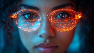 Futuristic Glowing Glasses Mobile Wallpaper - Tech Face Close-up