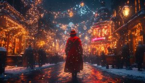 Victorian Christmas Street 4K Wallpaper Festive Winter Mobile Background