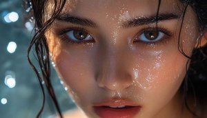 Closeup Woman's Face Sweaty Skin Aesthetic Mobile Wallpaper Background