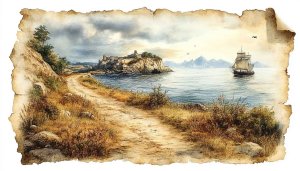 Vintage Maritime Landscape Art 4K Desktop Background Mobile Wallpaper