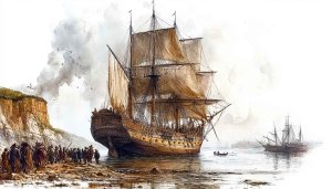 Antique Ship Watercolor Painting for Desktop Mobile Wallpaper Background