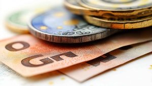 Macro Euro Currency Banknotes and Coins Closeup Desktop Background Wallpaper