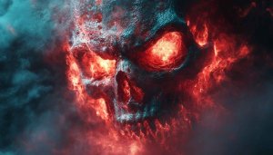 Fiery Skull Background, Halloween Wallpaper, Dark Art Mobile Backgrounds
