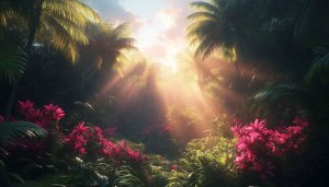 Tropical Jungle Sunset 4K Desktop Background Mobile Wallpaper Free