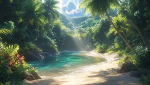 Tropical Beach Paradise 4K Desktop Wallpaper, Exotic Island Scenery
