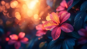 Floral Fantasy Art Background: Stunning Pink Flowers Desktop Wallpaper