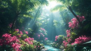 Tropical Jungle River 4K Wallpaper for Desktop Background Free