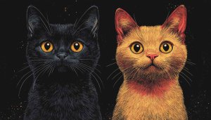 Black and Orange Cat Art Wallpaper 4K Desktop Background