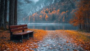 Autumn Lake Scene Wallpaper, 4K Desktop Background, Nature Mobile Wallpaper