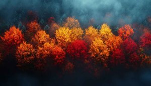 Autumn Forest Scenery Desktop Wallpaper, Colorful Fall Trees Background