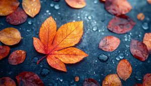 Autumn Leaves on Wet Stone 4K Desktop Wallpaper Backgrounds
