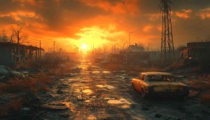 Post Apocalyptic Fallout Wallpaper Wasteland Sunset Background 4K Mobile