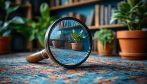 Magnifying Glass Plants Reflection 4K Desktop Wallpaper Free Mobile Background