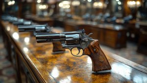 Revolver Gun on Display Free Mobile Wallpaper for Your Phone