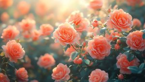 Peach Roses Floral Garden Mobile Wallpaper HD Desktop Background