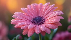 Pink Gerbera Daisy with Water Droplets 4K Mobile Wallpaper