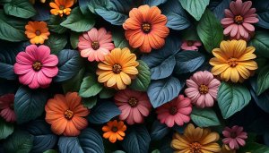 Vibrant Flower Garden Illustration - Free Desktop and Mobile Wallpaper