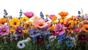 Colorful Cosmos Flower Garden Desktop Background Free Mobile Wallpaper