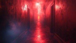 Scary Red Hallway 4K Wallpaper - Horror Mobile Background