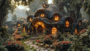 Enchanted Cottagecore House 4K Desktop Background, Mobile Wallpaper Free