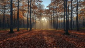 Autumn Forest Sun Rays 4K Desktop Wallpaper Mobile Backgrounds Free
