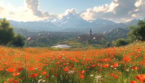 Witcher 3 Toussaint Landscape 4K Desktop Background Field of Flowers