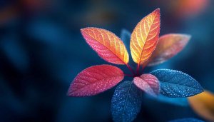 Autumn Leaves Dew Drops Mobile Background Red Blue Wallpaper