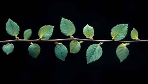 Green Leaves on Branch Mobile Wallpaper Dark Background Aesthetic 4K
