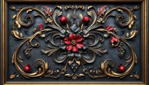 Red Flower Ornate Pattern 4K Wallpaper Desktop Background