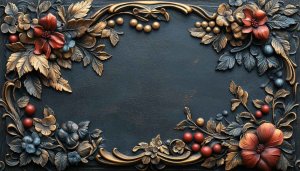 Dark Floral Frame 4K Desktop Background, Artistic Texture Mobile Wallpaper