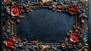 Ornate Floral Frame 4K Desktop Wallpaper, Elegant Background Art