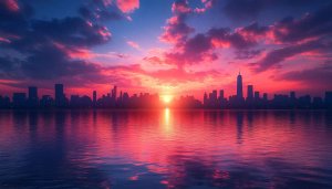 Pink Sunset Cityscape 4K Desktop Background Free Mobile Wallpaper