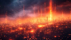 Inferno Cityscape Digital Art Mobile Backgrounds Free 4K Wallpaper